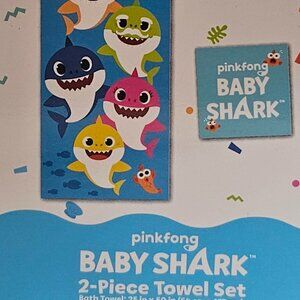 Baby Shark Towel Set - Two Piece Towel and Washcloth - New - Nickelodeon